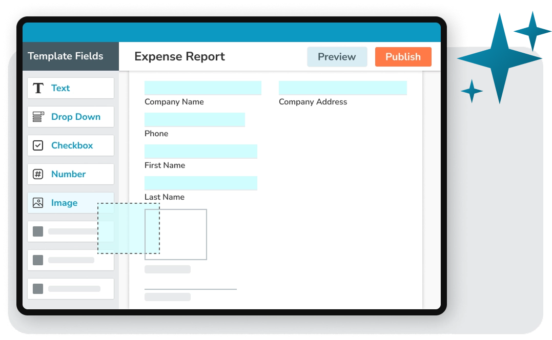 Digitize forms by uploading a document to the online form builder.
